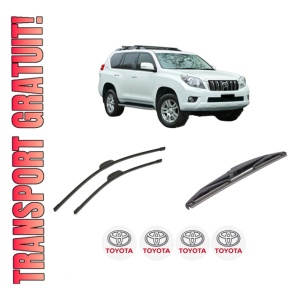Set 3 stergatoare TOYOTA LAND CRUISER PRADO (_J15_) din 2009-2024, pentru parbriz si luneta fata si spate auto, Bosch Twin-Aerotwin Retrofit, din cauciuc siliconat rezistent, 4 Stickere Auto TOYOTA