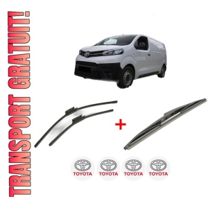 Set 3 stergatoare TOYOTA PROACE Platform/Chassis (MDZ_) din 2016 - 2023, pentru parbriz si luneta fata si spate auto, Bosch Twin, din cauciuc siliconat rezistent, 4 Stickere Auto TOYOTA