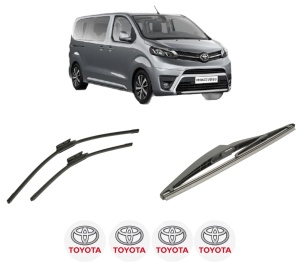 Set 3 stergatoare TOYOTA PROACE VERSO Bus (MPY_) din 2016-2024, pentru parbriz si luneta fata si spate auto, Bosch Twin-Aerotwin, din cauciuc siliconat rezistent, 4 Stickere Auto TOYOTA - Img 2