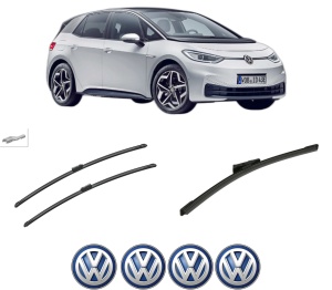 Set 3 stergatoare Volkswagen ID.3 (E11, E12) din 2019-2024, pentru parbriz si luneta fata si spate auto, Bosch Aerotwin-Aerotwin, din cauciuc siliconat rezistent, 4 Stickere Auto Volkswagen - Img 2
