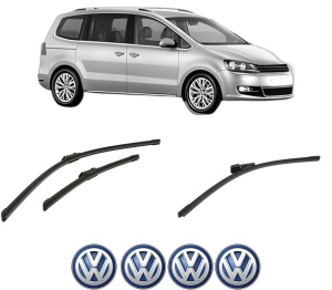 Set 3 stergatoare Volkswagen SHARAN (7N1, 7N2) din 2010-2022, pentru parbriz si luneta fata si spate auto, Bosch Aerotwin-Aerotwin, din cauciuc siliconat rezistent, 4 Stickere Auto Volkswagen - Img 2