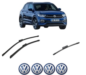 Set 3 stergatoare Volkswagen T-CROSS (C11, D31) din 2018-2020, pentru parbriz si luneta fata si spate auto, Bosch Aerotwin-Aerotwin, din cauciuc siliconat rezistent, 4 Stickere Auto Volkswagen - Img 2