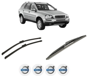 Set 3 stergatoare VOLVO XC90 I VAN (275) din 2013-2014, pentru parbriz si luneta fata si spate auto, Bosch Twin-Aerotwin, din cauciuc siliconat rezistent, 4 Stickere Auto VOLVO - Img 2