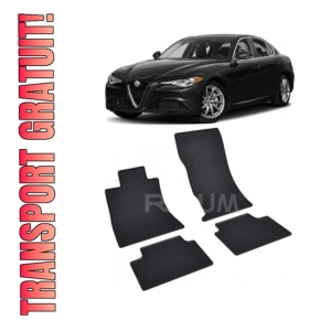 Set 4 covorase Alfa Romeo Giulia 4X4 2016-2019, din cauciuc 100%, compatibile cu autoturismul ALFA ROMEO Giulia