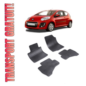 Set 4 covorase Citroen C1 2005-2014, din cauciuc 100%, compatibile cu autoturismul CITROEN C1