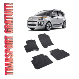 Set 4 covorase Citroen C3 Picasso 2009-2017, din cauciuc 100%, compatibile cu autoturismul CITROEN C3
