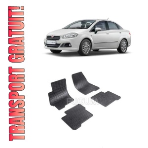 Set 4 covorase Fiat Linea 2007-2018, din cauciuc 100%, compatibile cu autoturismul FIAT Linea