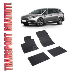 Set 4 covorase Ford Focus 2018-prezent, din cauciuc 100%, compatibile cu autoturismul FORD Focus