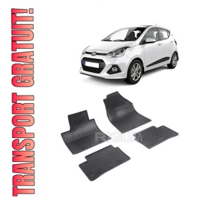 Set 4 covorase Hyundai I10 2013-2019, din cauciuc 100%, compatibile cu autoturismul HYUNDAI i10