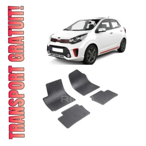 Set 4 covorase Kia Picanto 2011-2017, din cauciuc 100%, compatibile cu autoturismul KIA Picanto