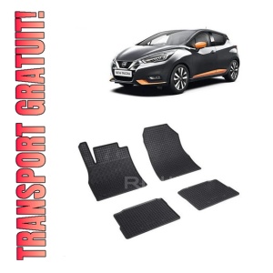 Set 4 covorase Nissan Micra 2017-prezent, din cauciuc 100%, compatibile cu autoturismul NISSAN Micra