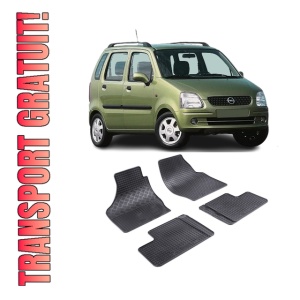 Set 4 covorase Opel Agila 2000-2007, din cauciuc 100%, compatibile cu autoturismul OPEL Agila