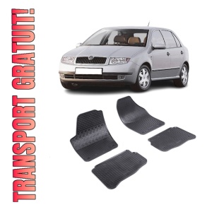 Set 4 covorase Skoda Fabia I 2000-2007, din cauciuc 100%, compatibile cu autoturismul SKODA Fabia