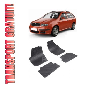 Set 4 covorase Skoda Fabia Ii 2007-2014, din cauciuc 100%, compatibile cu autoturismul SKODA Fabia