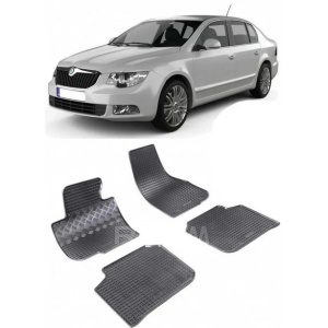 Set 4 covorase Skoda Superb 2008-2015, din cauciuc 100%, compatibile cu autoturismul SKODA Superb v4121