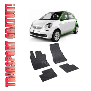 Set 4 covorase Smart Forfour Eq 2017-prezent, din cauciuc 100%, compatibile cu autoturismul SMART ForFour