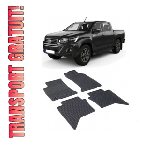 Set 4 covorase Toyota Hilux Double Cab 2016-prezent, din cauciuc 100%, compatibile cu autoturismul TOYOTA Hilux