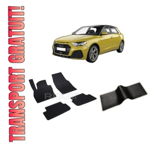Set 5 covorase AUDI A1 GB din 07.2018-PREZENT, cu covoras tunel median, CAROSERIE HATCHBACK, Presuri cauciuc 100%, compatibil cu autoturismul AUDI A1 GB, Rigum