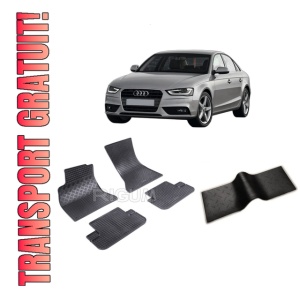 Set 5 covorase AUDI A4 B8 din 01.2008-10.2015, cu covoras tunel median, CAROSERIE SEDAN, Presuri cauciuc 100%, compatibil cu autoturismul AUDI A4 B8, Rigum