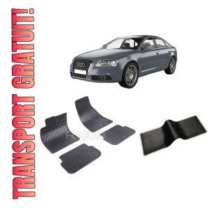 Set 5 covorase AUDI A6 C6 din 03.2004-2008, cu covoras tunel median, CAROSERIE SEDAN INAINTE DE FACELIFT DIN 2006, Presuri cauciuc 100%, compatibil cu autoturismul AUDI A6 C6, Rigum