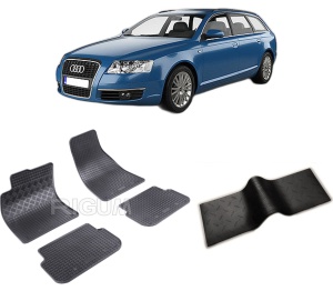 Set 5 covorase AUDI A6 C6 din 2004-03.2006, cu covoras tunel median, CAROSERIE COMBI, Presuri cauciuc 100%, compatibil cu autoturismul AUDI A6 C6, Rigum - Img 2