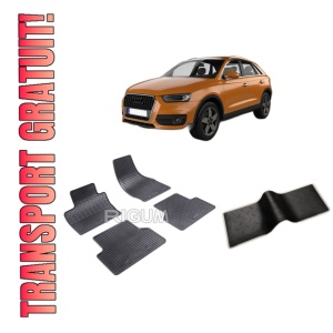 Set 5 covorase AUDI Q3 I din 08.2011-06.2018, cu covoras tunel median, CAROSERIE SUV, Presuri cauciuc 100%, compatibil cu autoturismul AUDI Q3 I, Rigum