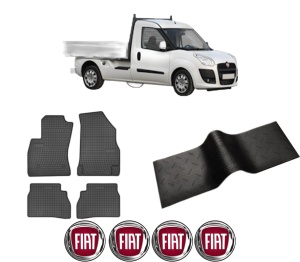 Set 5 covorase auto FIAT DOBLO Platform/Chassis (263_) din 2011-2016, cu covoras tunel median, presuri auto din cauciuc, 4x Stickere auto cu FIAT - Img 2