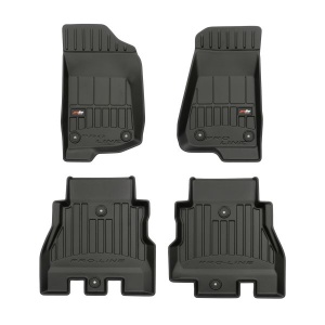 Set 5 covorase auto JEEP WRANGLER IV (JL) din 2013-2018, cu covoras tunel median, presuri auto din cauciuc, 4x Stickere auto cu JEEP - Img 3