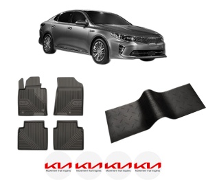 Set 5 covorase auto KIA OPTIMA (JF) din 2010-2018, cu covoras tunel median, presuri auto din cauciuc, 4x Stickere auto cu KIA - Img 2