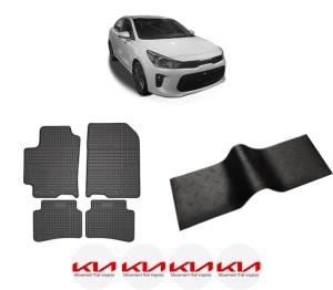 Set 5 covorase auto KIA RIO IV (YB, SC, FB) din 2012-2016, cu covoras tunel median, presuri auto din cauciuc, 4x Stickere auto cu KIA - Img 2