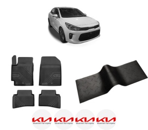 Set 5 covorase auto KIA RIO IV (YB, SC, FB) din 2012-2016, cu covoras tunel median, presuri auto din cauciuc, 4x Stickere auto cu KIA - Img 2