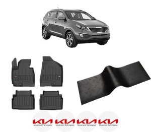 Set 5 covorase auto KIA SPORTAGE III (SL) din 2010-2023, cu covoras tunel median, presuri auto din cauciuc, 4x Stickere auto cu KIA - Img 2