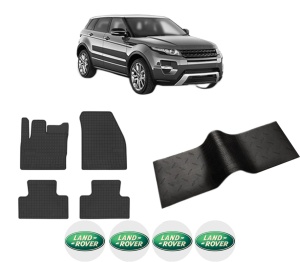Set 5 covorase auto LAND ROVER RANGE ROVER EVOQUE (L538) din 2019-2021, cu covoras tunel median, presuri auto din cauciuc, 4x Stickere auto cu LAND ROVER - Img 2