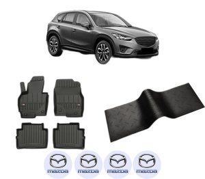 Set 5 covorase auto MAZDA CX-5 (KE, GH) din 2016-2019, cu covoras tunel median, presuri auto din cauciuc, 4x Stickere auto cu MAZDA - Img 2
