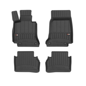 Set 5 covorase auto MERCEDES-BENZ E-CLASS (W213) din 2013-2016, cu covoras tunel median, presuri auto din cauciuc, 4x Stickere auto cu MERCEDES-BENZ - Img 3