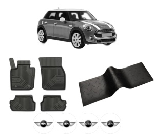 Set 5 covorase auto MINI MINI (F55) din 2016-2021, cu covoras tunel median, presuri auto din cauciuc, 4x Stickere auto cu MINI - Img 2