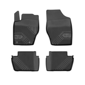 Set 5 covorase auto PEUGEOT 307 SW (3H) din 2011-2018, cu covoras tunel median, presuri auto din cauciuc, 4x Stickere auto cu PEUGEOT - Img 3