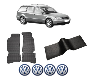 Set 5 covorase auto Volkswagen PASSAT B5.5 Variant (3B6) din 2009-2018, cu covoras tunel median, presuri auto din cauciuc, 4x Stickere auto cu Volkswagen - Img 2