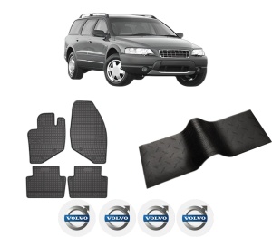 Set 5 covorase auto VOLVO XC70 I Cross Country (295) din 2007-2014, cu covoras tunel median, presuri auto din cauciuc, 4x Stickere auto cu VOLVO - Img 2