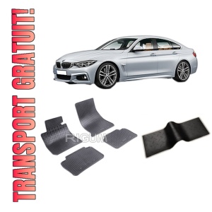 Set 5 covorase BMW SERIA 4 F36 din 07.2014-2020, cu covoras tunel median, CAROSERIE GRAN COUPÉ, Presuri cauciuc 100%, compatibil cu autoturismul BMW SERIA 4 F36, Rigum