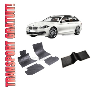 Set 5 covorase BMW SERIA 5 F11 FACELIFT din 2013-04.2017, cu covoras tunel median, CAROSERIE COMBI, Presuri cauciuc 100%, compatibil cu autoturismul BMW SERIA 5 F11 FACELIFT, Rigum
