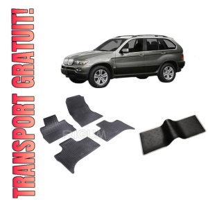 Set 5 covorase BMW X5 E53 din 06.2000-03.2007, cu covoras tunel median, CAROSERIE SUV, Presuri cauciuc 100%, compatibil cu autoturismul BMW X5 E53, Rigum