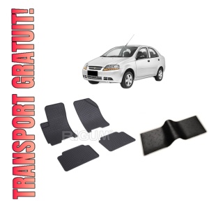 Set 5 covorase CHEVROLET AVEO T200 din 2002-2005, cu covoras tunel median, CAROSERIE SEDAN, Presuri cauciuc 100%, compatibil cu autoturismul CHEVROLET AVEO T200, Rigum