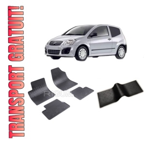 Set 5 covorase CITROEN C2 din 2003-10.2009, cu covoras tunel median, CAROSERIE HATCHBACK, Presuri cauciuc 100%, compatibil cu autoturismul CITROEN C2, Rigum