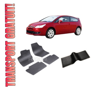Set 5 covorase CITROEN C4 I din 2004-2010, cu covoras tunel median, CAROSERIE COUPE, Presuri cauciuc 100%, compatibil cu autoturismul CITROEN C4 I, Rigum