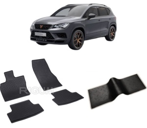 Set 5 covorase CUPRA ATECA din 2018-PREZENT, cu covoras tunel median, CAROSERIE SUV, Presuri cauciuc 100%, compatibil cu autoturismul CUPRA ATECA, Rigum - Img 2