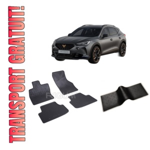 Set 5 covorase CUPRA FORMENTOR din 2020-PREZENT, cu covoras tunel median, CAROSERIE SUV, Presuri cauciuc 100%, compatibil cu autoturismul CUPRA FORMENTOR, Rigum