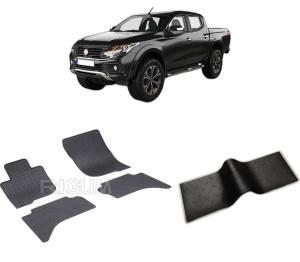 Set 5 covorase FIAT FULLBACK din 2015-2019, cu covoras tunel median, CAROSERIE PICK-UP, Presuri cauciuc 100%, compatibil cu autoturismul FIAT FULLBACK, Rigum - Img 2