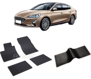 Set 5 covorase FORD FOCUS IV din 09.2018-PREZENT, cu covoras tunel median, CAROSERIE SEDAN, Presuri cauciuc 100%, compatibil cu autoturismul FORD FOCUS IV, Rigum - Img 2