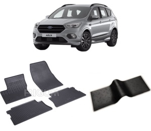 Set 5 covorase FORD KUGA II din 02.2013-03.2020, cu covoras tunel median, CAROSERIE SUV, Presuri cauciuc 100%, compatibil cu autoturismul FORD KUGA II, Rigum - Img 2